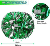 6 Pcs Metallic Cheerleading Pom Poms with Baton Handles for Sports Team Parties, Green Silver In Australia - Darrahopens