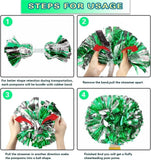 6 Pcs Metallic Cheerleading Pom Poms with Baton Handles for Sports Team Parties, Green Silver In Australia - Darrahopens