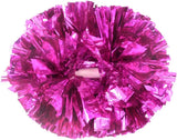 6 Pcs Metallic Cheerleading Pom Poms with Baton Handles for Sports Team Parties, Hot Pink