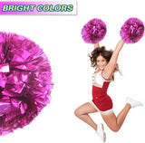 6 Pcs Metallic Cheerleading Pom Poms with Baton Handles for Sports Team Parties, Hot Pink In Australia - Darrahopens