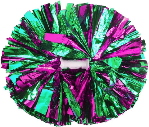 6 Pcs Metallic Cheerleading Pom Poms with Baton Handles for Sports Team Parties, Hot Pink Green In Australia - Darrahopens