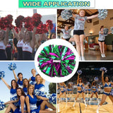 6 Pcs Metallic Cheerleading Pom Poms with Baton Handles for Sports Team Parties, Hot Pink Green