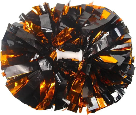 6 Pcs Metallic Cheerleading Pom Poms with Baton Handles for Sports Team Parties, Orange Black In Australia - Darrahopens