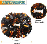 6 Pcs Metallic Cheerleading Pom Poms with Baton Handles for Sports Team Parties, Orange Black In Australia - Darrahopens
