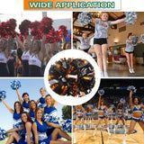 6 Pcs Metallic Cheerleading Pom Poms with Baton Handles for Sports Team Parties, Orange Black