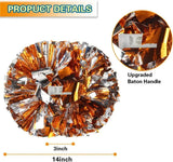 6 Pcs Metallic Cheerleading Pom Poms with Baton Handles for Sports Team Parties, Orange Silver In Australia - Darrahopens