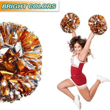 6 Pcs Metallic Cheerleading Pom Poms with Baton Handles for Sports Team Parties, Orange Silver In Australia - Darrahopens