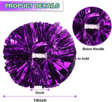 6 Pcs Metallic Cheerleading Pom Poms with Baton Handles for Sports Team Parties, Purple In Australia - Darrahopens