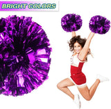 6 Pcs Metallic Cheerleading Pom Poms with Baton Handles for Sports Team Parties, Purple In Australia - Darrahopens