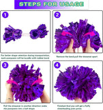 6 Pcs Metallic Cheerleading Pom Poms with Baton Handles for Sports Team Parties, Purple