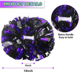 6 Pcs Metallic Cheerleading Pom Poms with Baton Handles for Sports Team Parties, Purple Black In Australia - Darrahopens