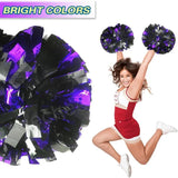 6 Pcs Metallic Cheerleading Pom Poms with Baton Handles for Sports Team Parties, Purple Black In Australia - Darrahopens