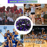 6 Pcs Metallic Cheerleading Pom Poms with Baton Handles for Sports Team Parties, Purple Black