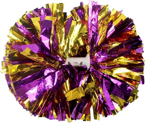 6 Pcs Metallic Cheerleading Pom Poms with Baton Handles for Sports Team Parties, Purple Gold In Australia - Darrahopens