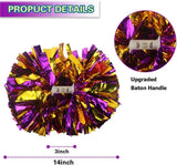 6 Pcs Metallic Cheerleading Pom Poms with Baton Handles for Sports Team Parties, Purple Gold In Australia - Darrahopens