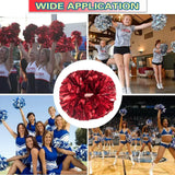 6 Pcs Metallic Cheerleading Pom Poms with Baton Handles for Sports Team Parties, Red