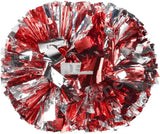 6 Pcs Metallic Cheerleading Pom Poms with Baton Handles for Sports Team Parties, Red Silver In Australia - Darrahopens