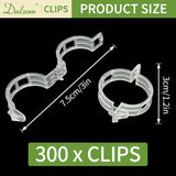300 Pcs Tomato Trellis Clips, Plastic Plant Support Clips for Vines Cucumbers, Clear 30mm