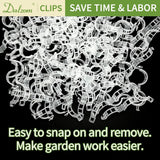 300 Pcs Tomato Trellis Clips, Plastic Plant Support Clips for Vines Cucumbers, Clear 30mm
