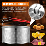 3 Pack 304 Stainless Steel Pasta Strainer Baskets, Removable Long Handle Noodle Blanchers