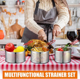 3 Pack 304 Stainless Steel Pasta Strainer Baskets, Removable Long Handle Noodle Blanchers