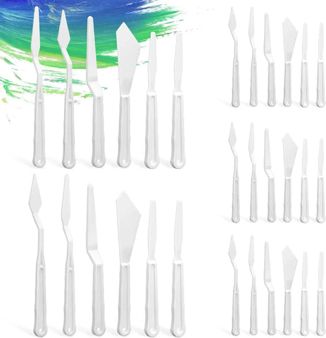 30 Pcs Plastic Palette Knives Set, Flexible Painting Spatulas for Acrylic Oil Mixing, White In Australia - Darrahopens