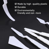 30 Pcs Plastic Palette Knives Set, Flexible Painting Spatulas for Acrylic Oil Mixing, White