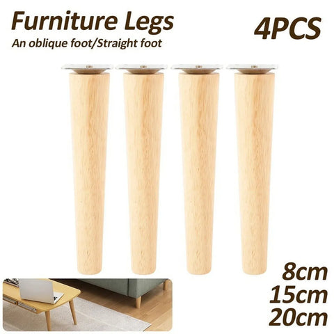 4 Pack Solid Oak Furniture Legs, Oblique Replacement Feet with Plates Screws, Natural 6 Inch In Australia - Darrahopens