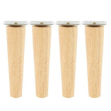 4 Pack Solid Oak Furniture Legs, Oblique Replacement Feet with Plates Screws, Natural 6 Inch