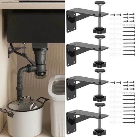 4 Pcs Undermount Sink Brackets, Heavy Duty Adjustable Iron Support Brackets, Black 11cm In Australia - Darrahopens