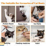 4 Pcs Cat Mittens, Adjustable Breathable Mesh Anti Scratch Paw Covers for Bathing Grooming, Gray L