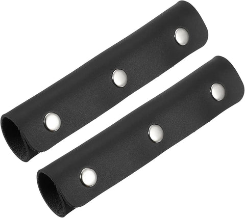 4 Pcs Handbag Handle Covers, PVC Leather Non Slip Grip Protectors with Buckles, Black In Australia - Darrahopens