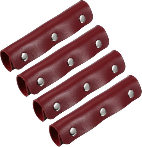 4 Pcs Handbag Handle Covers, PVC Leather Non Slip Grip Protectors with Buckles, Burgundy In Australia - Darrahopens