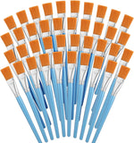 40 Pcs Flat Paint Brushes, 1 Inch Nylon Bristles Wooden Handles for Kids Artists, Silver In Australia - Darrahopens