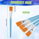 40 Pcs Flat Paint Brushes, 1 Inch Nylon Bristles Wooden Handles for Kids Artists, Silver