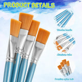 40 Pcs Flat Paint Brushes, 1 Inch Nylon Bristles Wooden Handles for Kids Artists, Silver