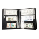 60 Pocket Paper Money Collection Album, PU Leather Banknote Stamp Ticket Binder, Black