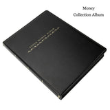 60 Pocket Paper Money Collection Album, PU Leather Banknote Stamp Ticket Binder, Black