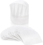 60 Pcs Disposable Chef Hats, Adjustable Non Woven Pleated Kitchen Catering Hats, White 8 In