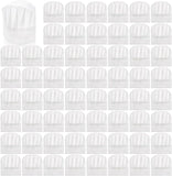60 Pcs Disposable Chef Hats, Adjustable Non Woven Pleated Kitchen Catering Hats, White 8 In