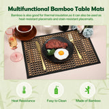 8 Pack Bamboo Placemats, Heat Resistant Anti Slip Washable Table Mats, Natural Black Brown In Australia - Darrahopens