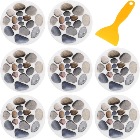 8 Pcs Non Slip Bathtub Stickers, Cobblestone Shower Decals with Scraper, Assorted Colors In Australia - Darrahopens