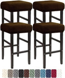 Square Saddle Bar Stool Covers Set of 4, Stretch Jacquard Washable Seat Slipcovers, Dark Coffee In Australia - Darrahopens