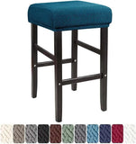 Square Saddle Bar Stool Covers Set of 2, Stretch Jacquard Washable Seat Slipcovers, Dark Cyan In Australia - Darrahopens