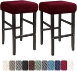 Square Saddle Bar Stool Covers Set of 2, Stretch Jacquard Washable Seat Slipcovers, Red In Australia - Darrahopens