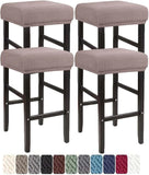 Square Saddle Bar Stool Covers Set of 4, Stretch Jacquard Washable Seat Slipcovers, Taupe In Australia - Darrahopens