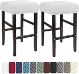 Square Saddle Bar Stool Covers Set of 2, Stretch Jacquard Washable Seat Slipcovers, White In Australia - Darrahopens