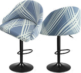 Square Saddle Bar Stool Covers Set of 2, Stretch Jacquard Washable Seat Slipcovers, Blue Pattern In Australia - Darrahopens