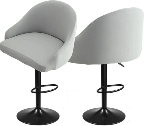 Square Saddle Bar Stool Covers Set of 2, Stretch Jacquard Washable Seat Slipcovers, Gray Pattern 2
