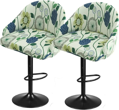 Square Saddle Bar Stool Covers Set of 2, Stretch Jacquard Washable Seat Slipcovers, White Pattern In Australia - Darrahopens